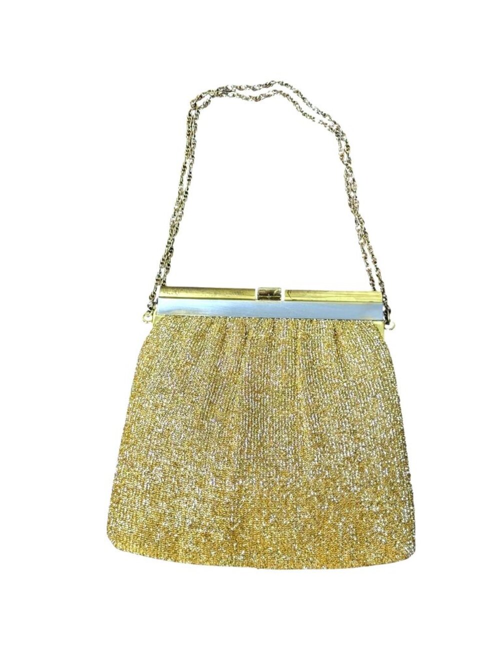 Midcentury gold lurex sparkly purse evening bag